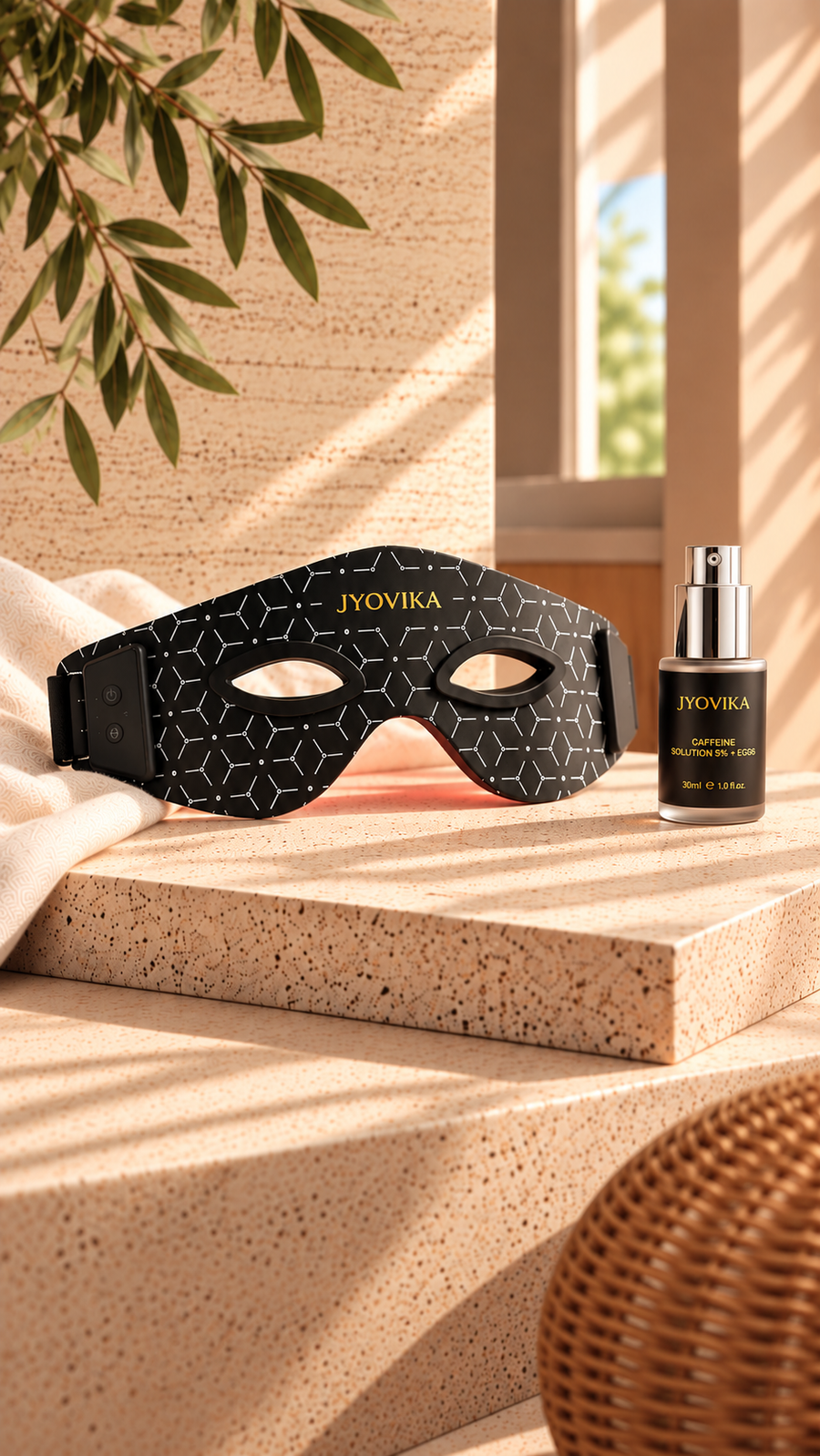Jyovika LED eye device and caffeine serum